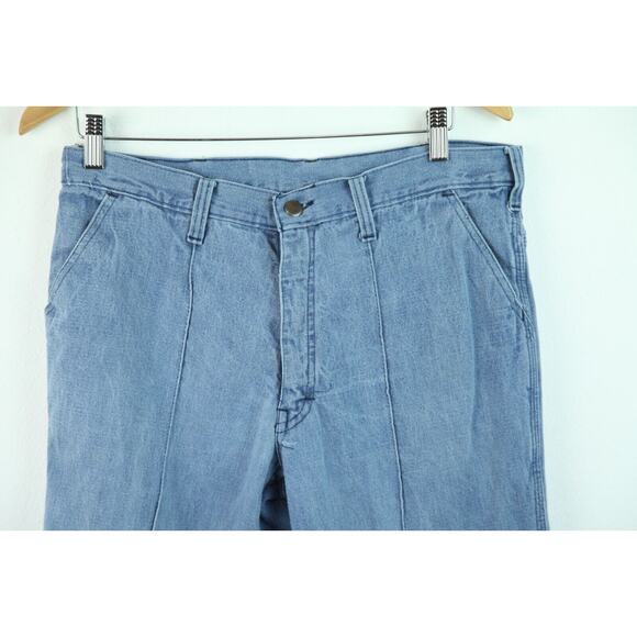 Vintage 70s Hang Ten Men's Bell Bottom Jeans Flares 33M 34 x 31 actual Blue - Picture 2 of 14